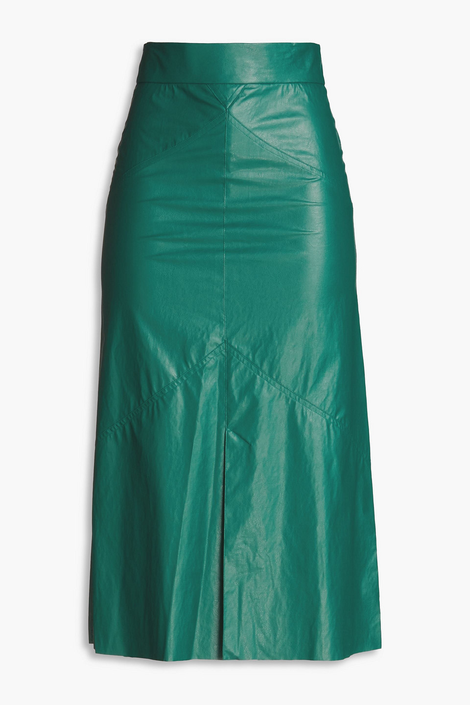 Isabel Marant Domi Modal-blend Faux Leather Midi Skirt In Smaragdgrün