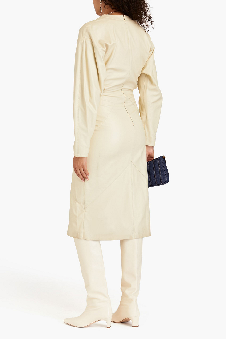 Isabel Marant Lazuli Leather Midi Dress In Cream
