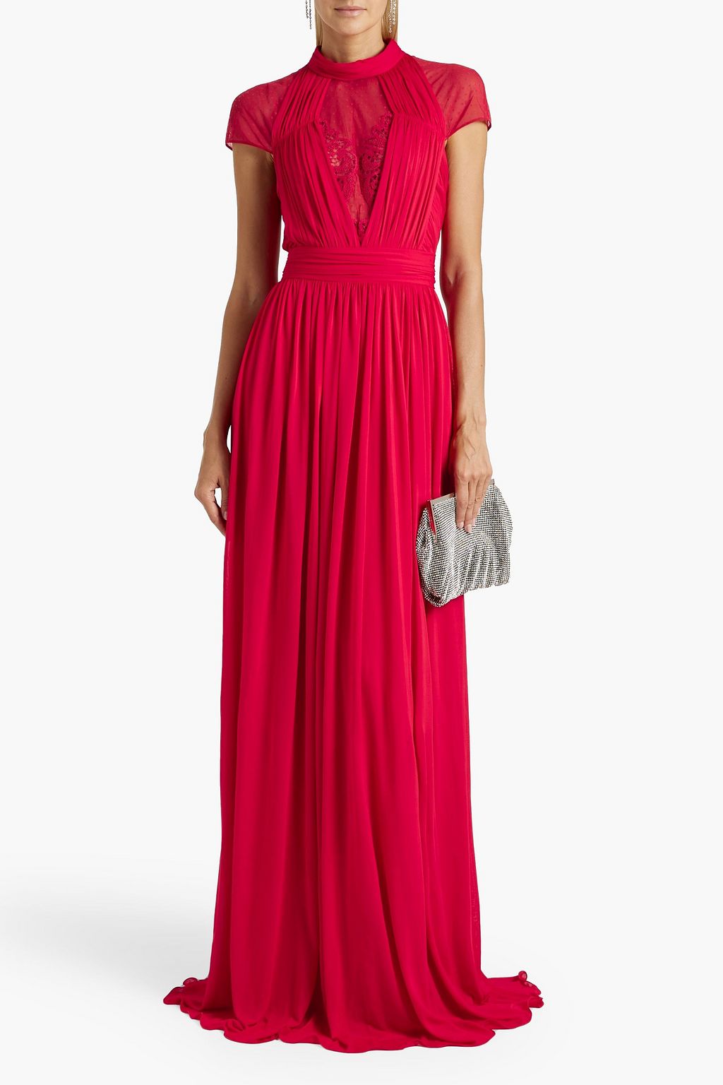 ZUHAIR MURAD Cutout point d'esprit-paneled jersey gown