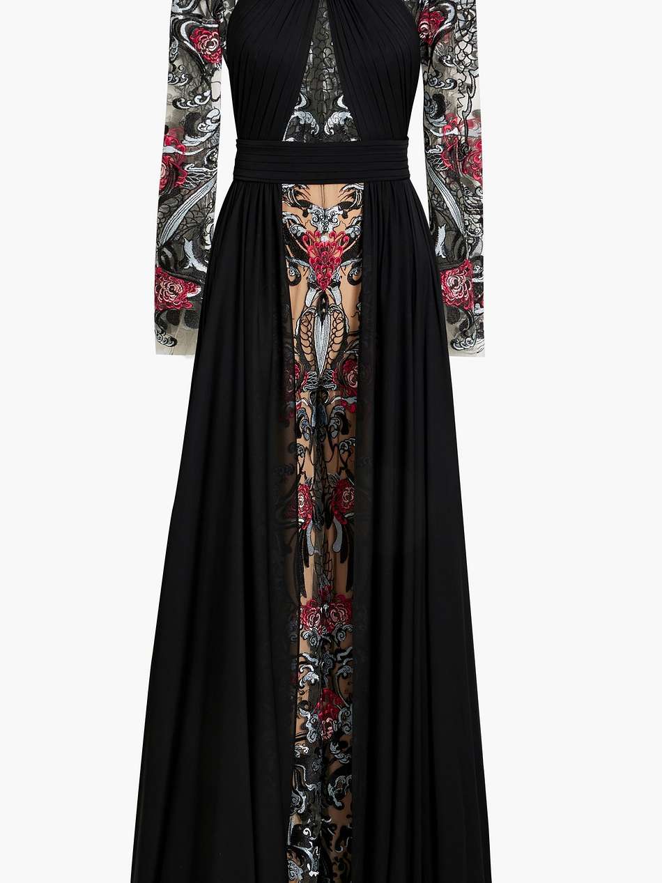 embroidered silk-blend chiffon and tulle gown
