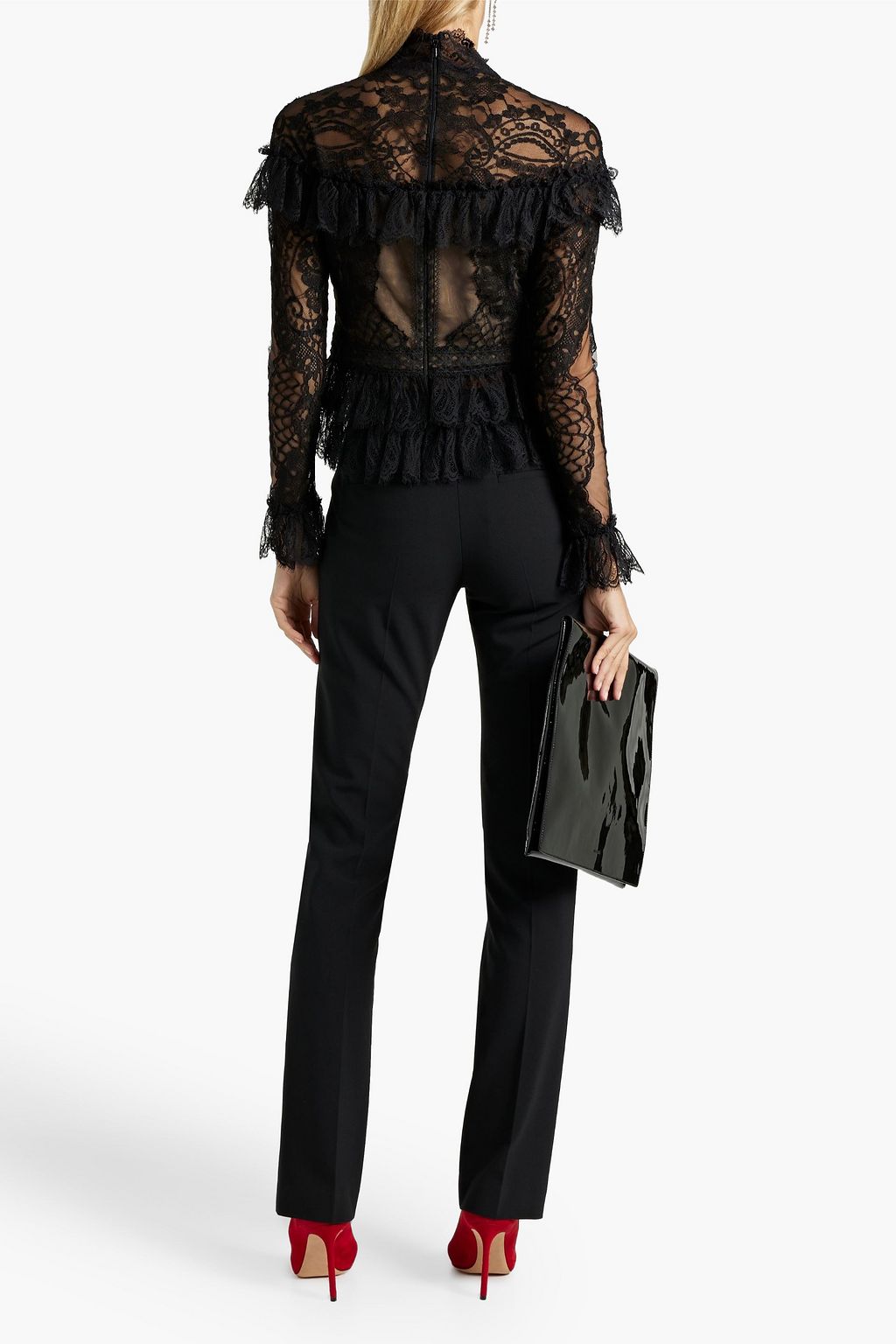 ZUHAIR MURAD Swiss-dot and Chantilly lace blouse
