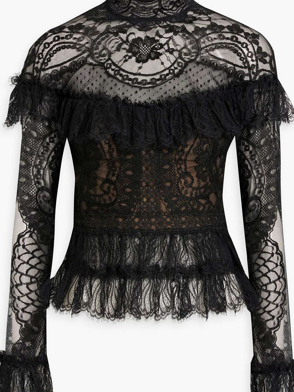 swiss-dot and chantilly lace blouse