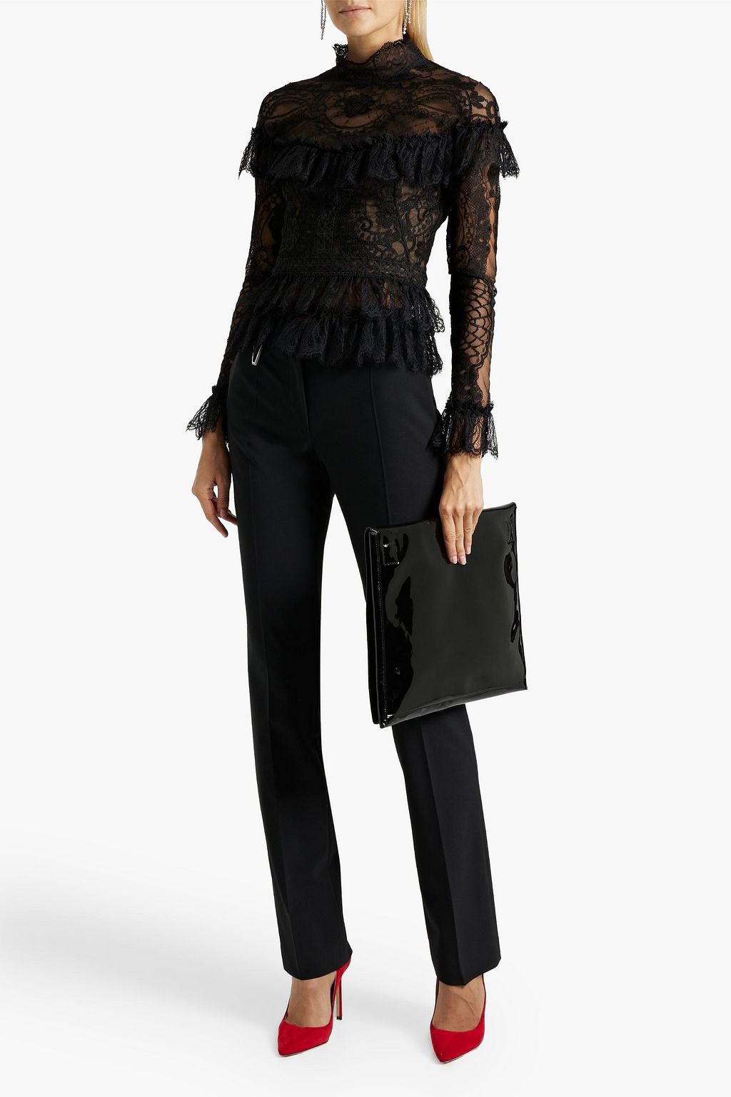 ZUHAIR MURAD Swiss-dot and Chantilly lace blouse