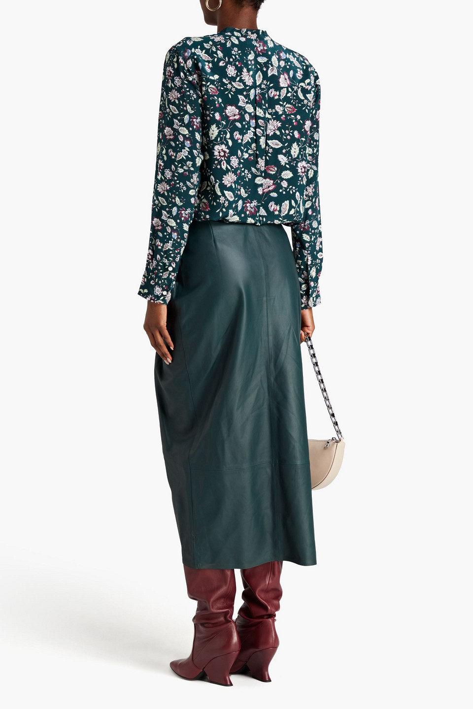 Isabel Marant Lyvia Pleated Leather Maxi Skirt In Waldgrün