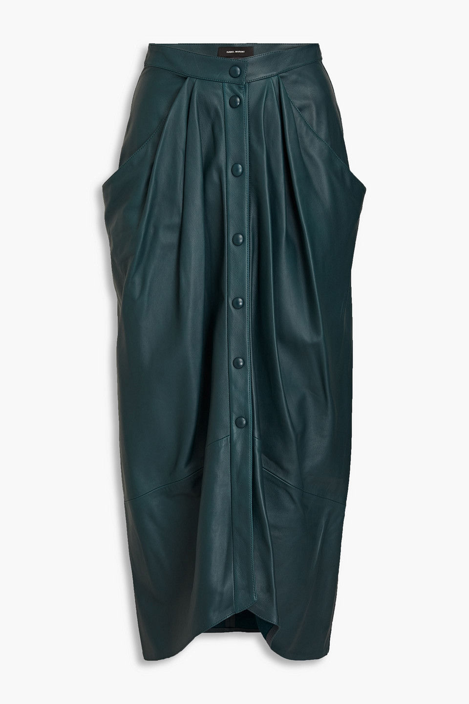 Isabel Marant Lyvia Pleated Leather Maxi Skirt In Waldgrün