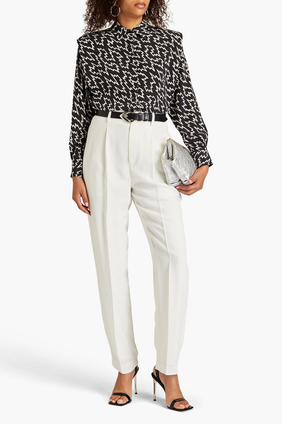 Isabel Marant Igalki Printed Stretch-silk Shirt In Schwarz