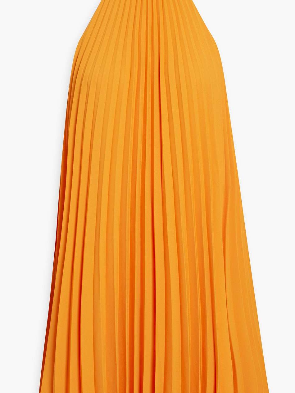 aviana pleated crepe halterneck mini dress