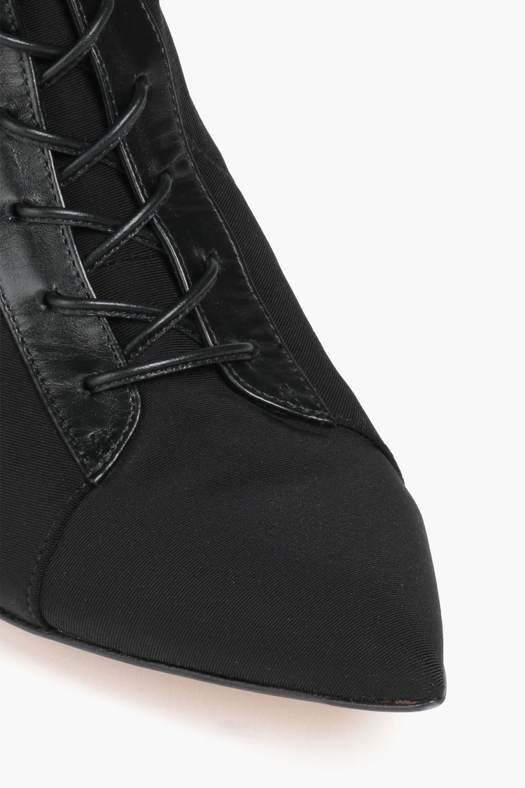 GIANVITO ROSSI بوت بطول الكاحل من قماش بونتي بحواف من الجلد برباط