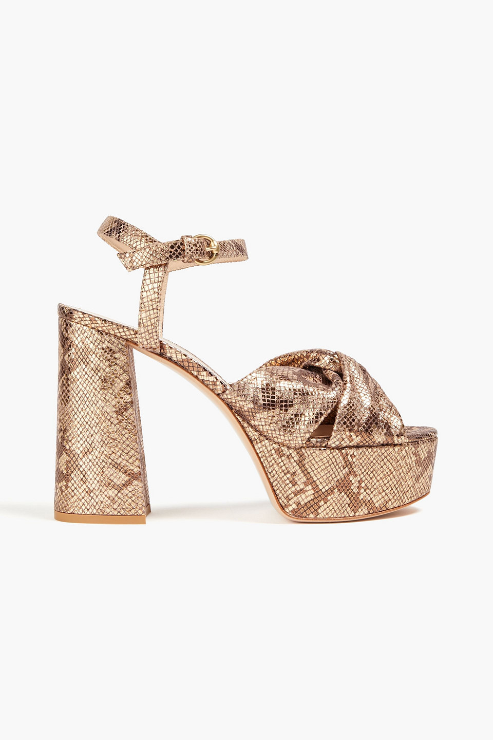 Gianvito Rossi Plateausandalen Aus Metallic-veloursleder Mit Twist-detail In Animal Print