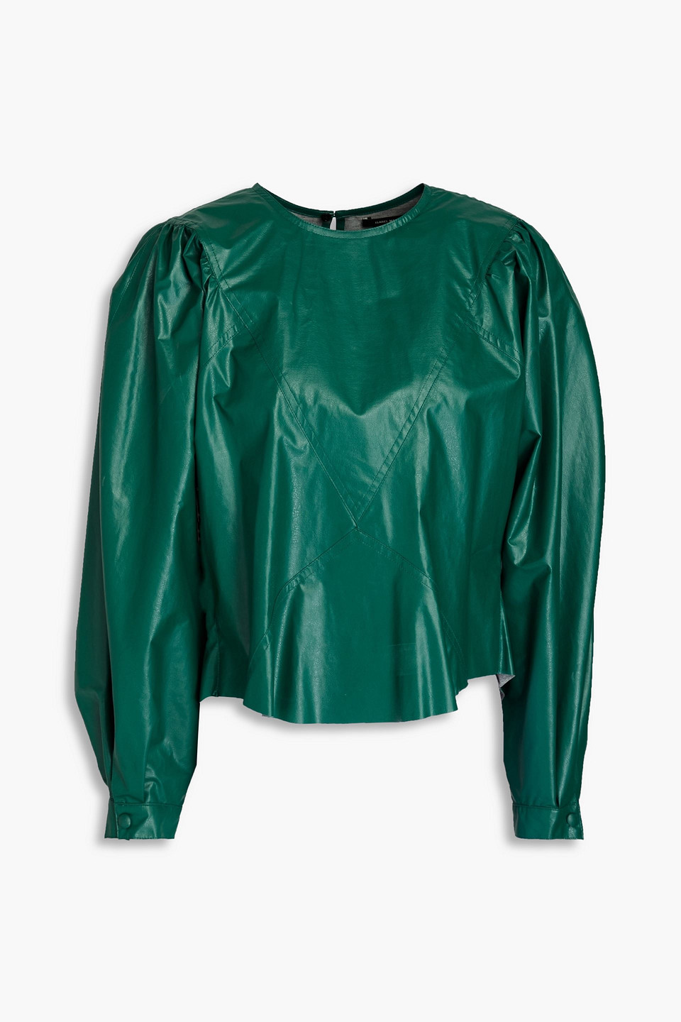 Isabel Marant Dobson Modal-blend Faux Leather Blouse In Smaragdgrün