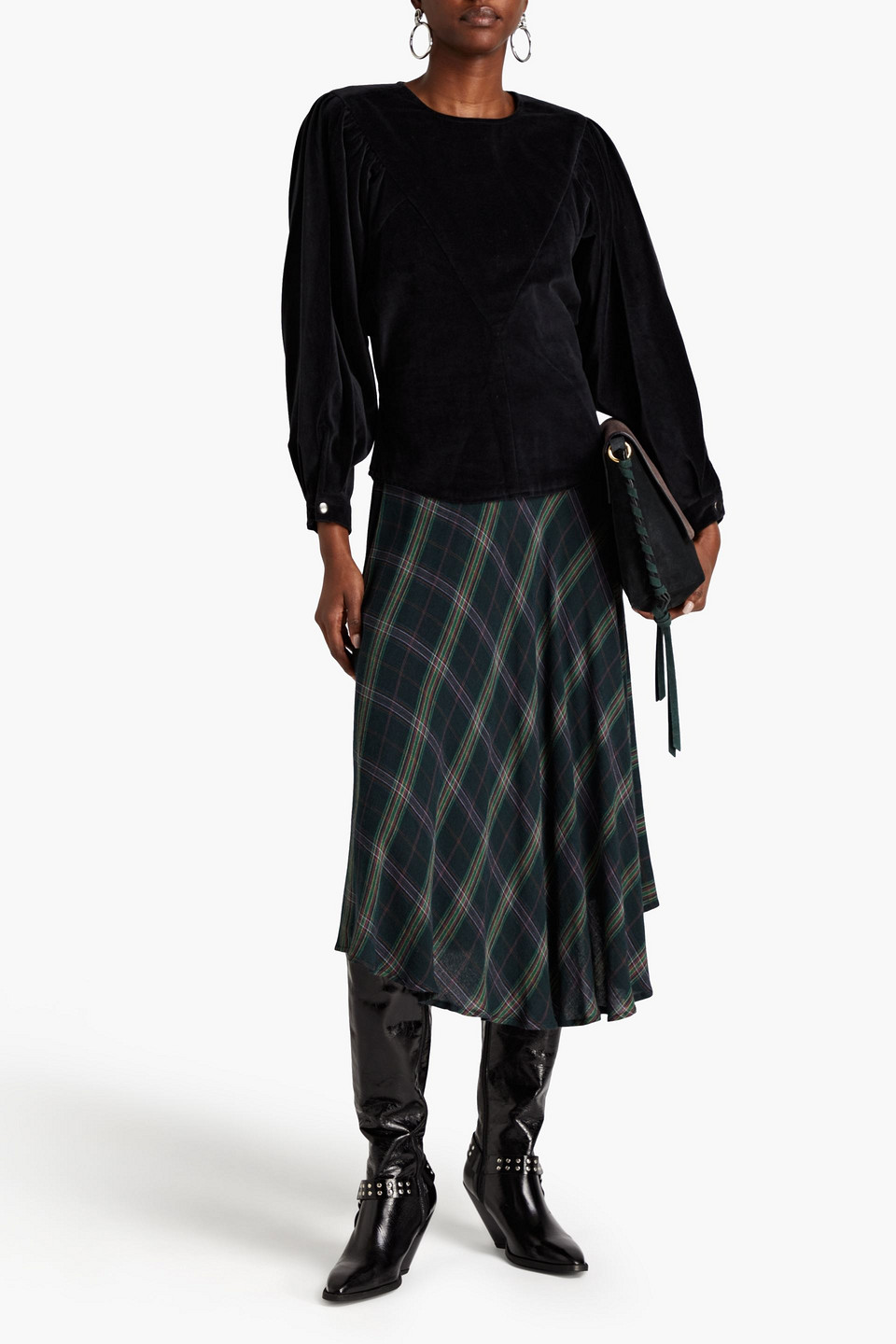 ISABEL MARANT ELEVIAE COTTON-VELVET BLOUSE