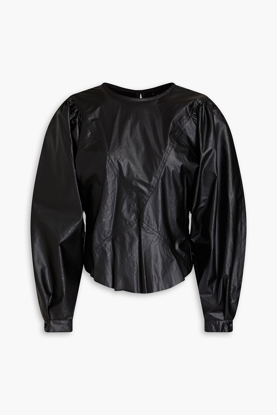 Isabel Marant Dobson Modal-blend Faux Leather Blouse In Schwarz