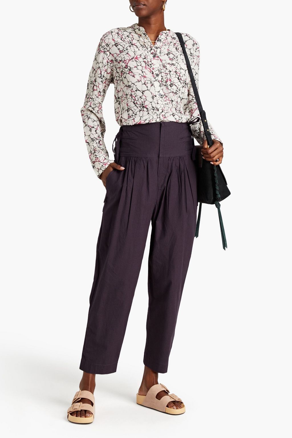ISABEL MARANT Rusak pleated printed silk crepe de chine blouse