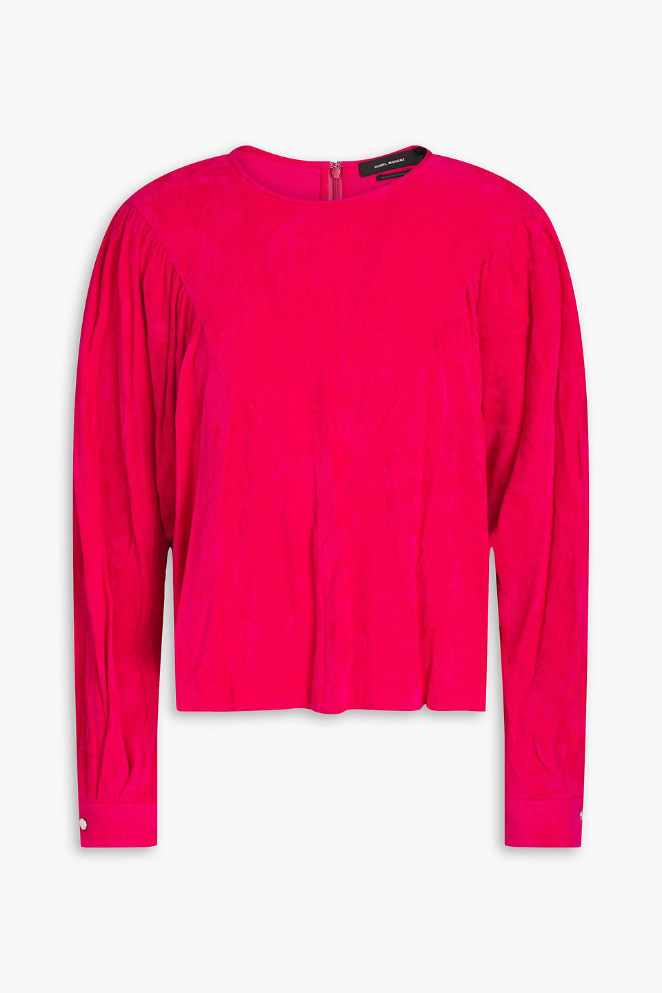Isabel Marant Venilia Gathered Corduroy Blouse In Fuchsiafarben