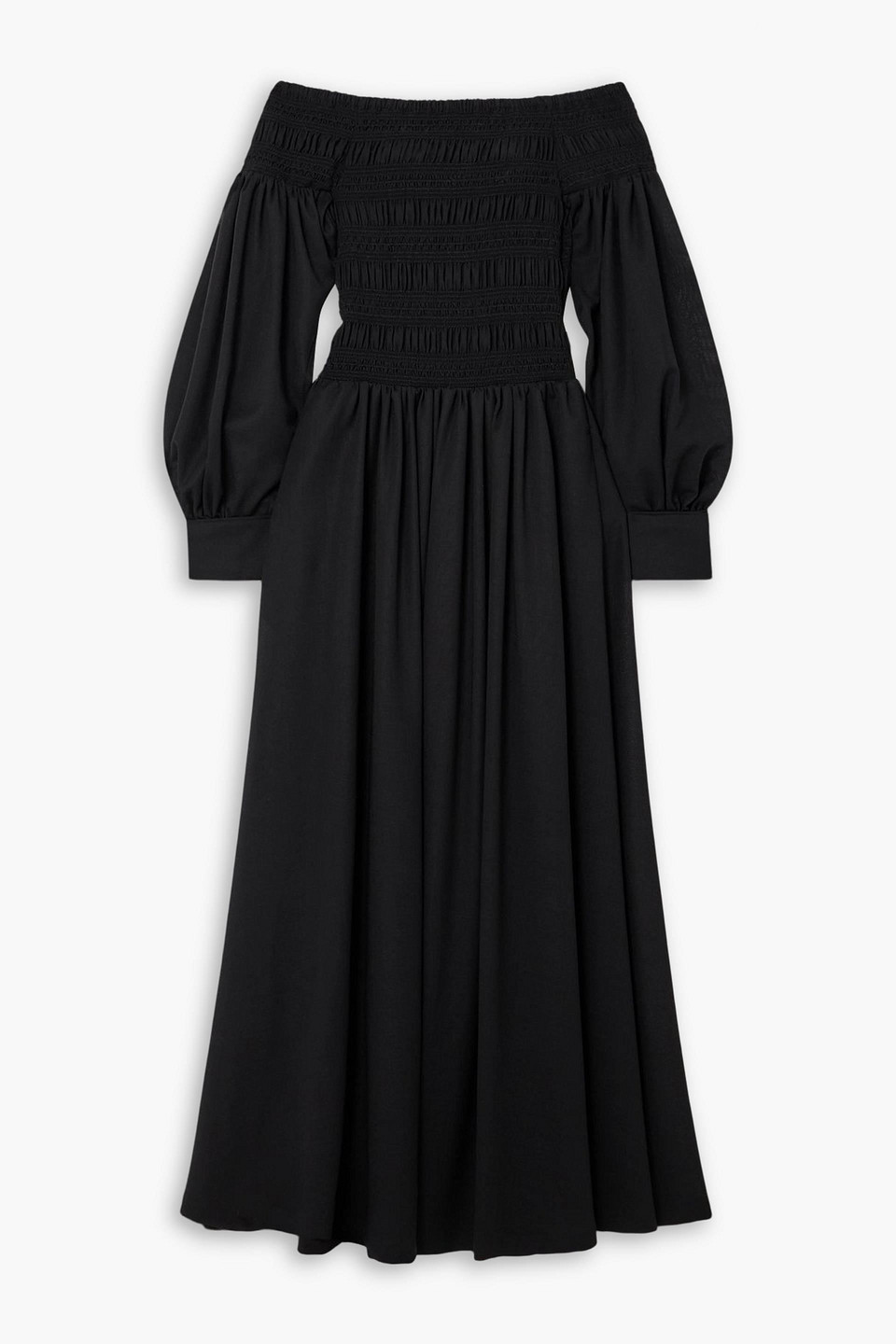 max mara - manu off-the-shoulder wool-gauze maxi dress - black - it 36