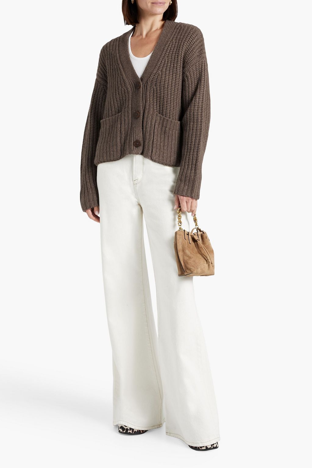 AUTUMN CASHMERE كارديغان مصنوع من نسيج بحبكة مضلّعة