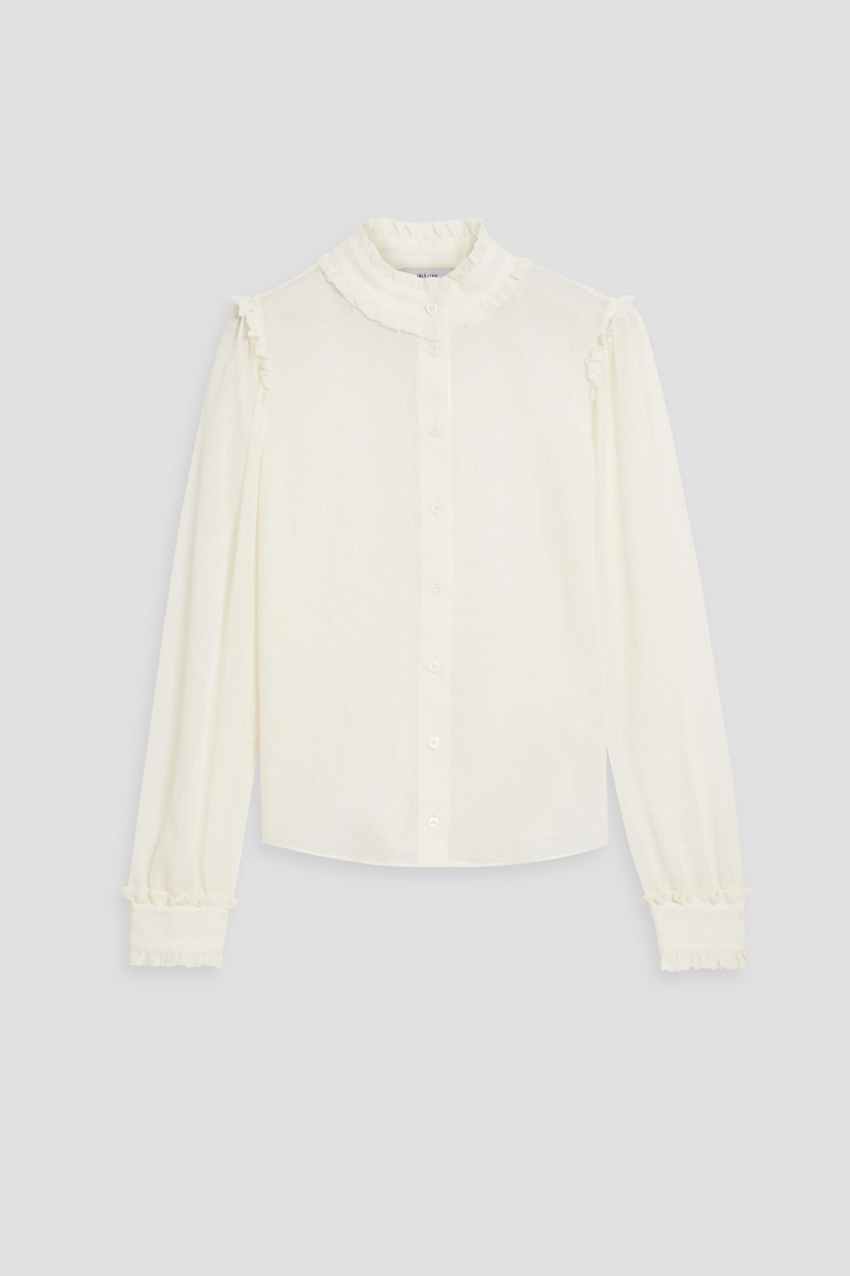 Iris & Ink Meredith Ruffled Wool-gauze Blouse In Ivory