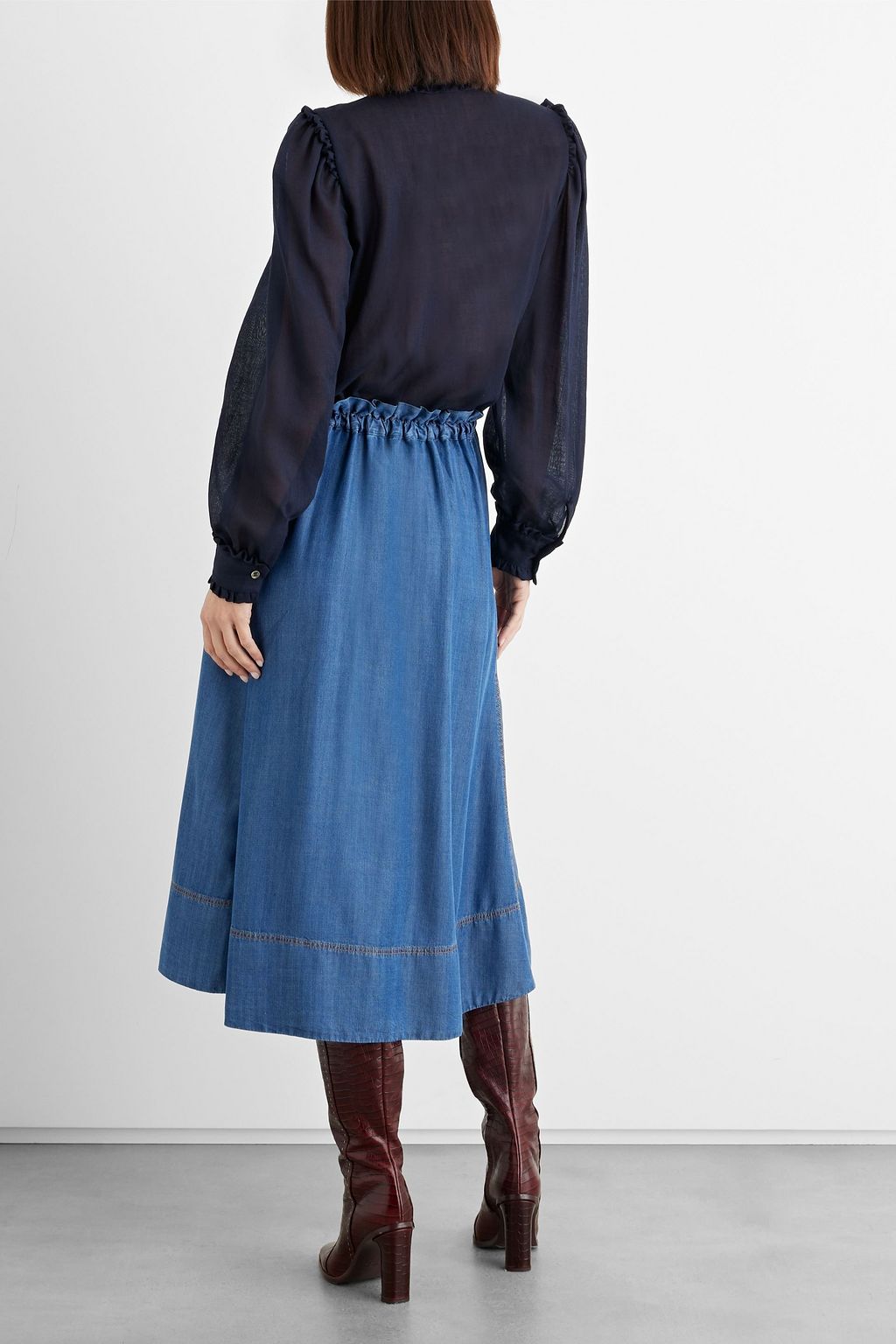 IRIS & INK Meredith ruffled wool-gauze blouse
