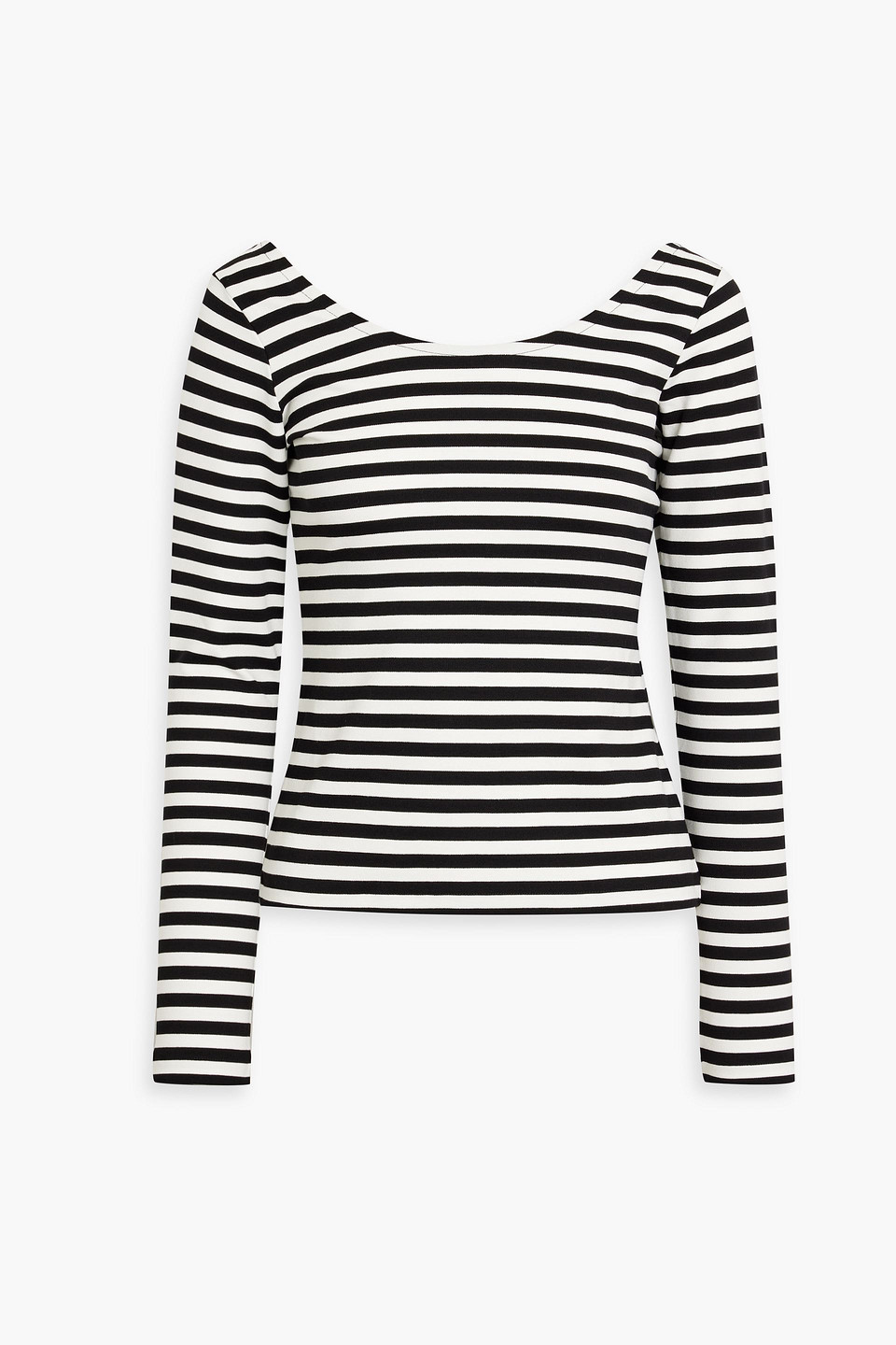 Iris & Ink Abby Striped Stretch-lenzing™ Ecovero™ Jersey Top In White