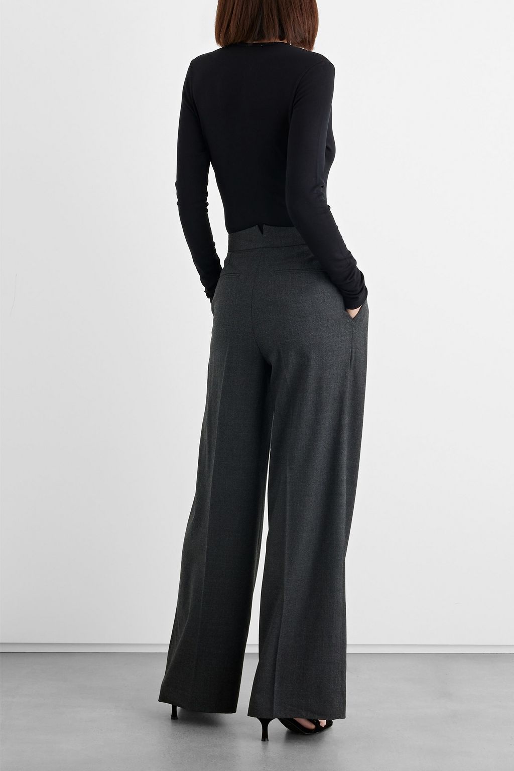 IRIS & INK Maya pleated wool-blend flannel wide-leg pants