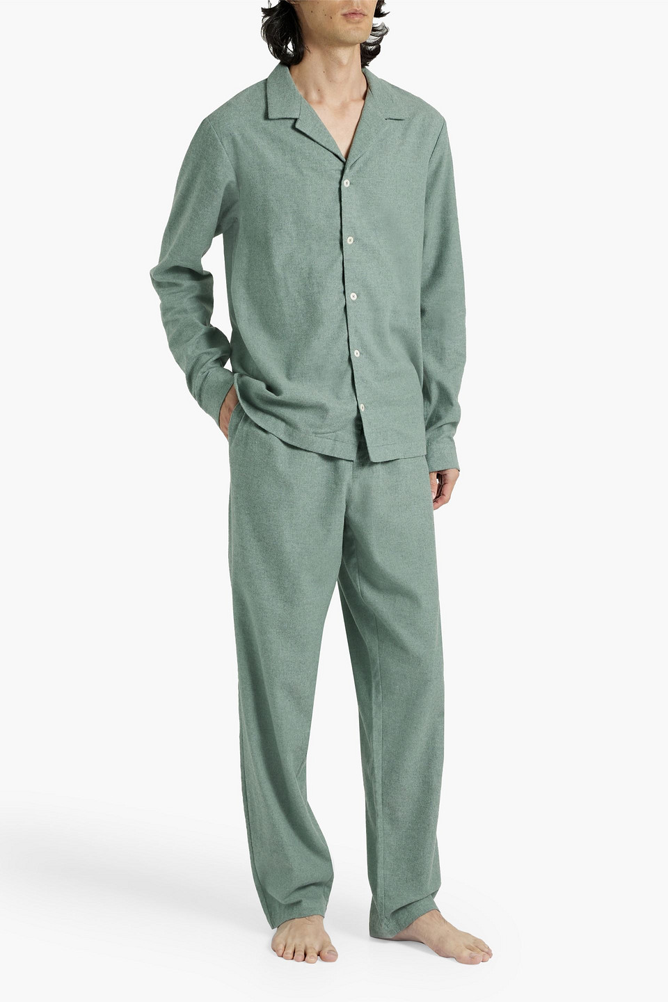 Shop Hamilton And Hare Cotton-jersey Pajama Pants In Grey Green