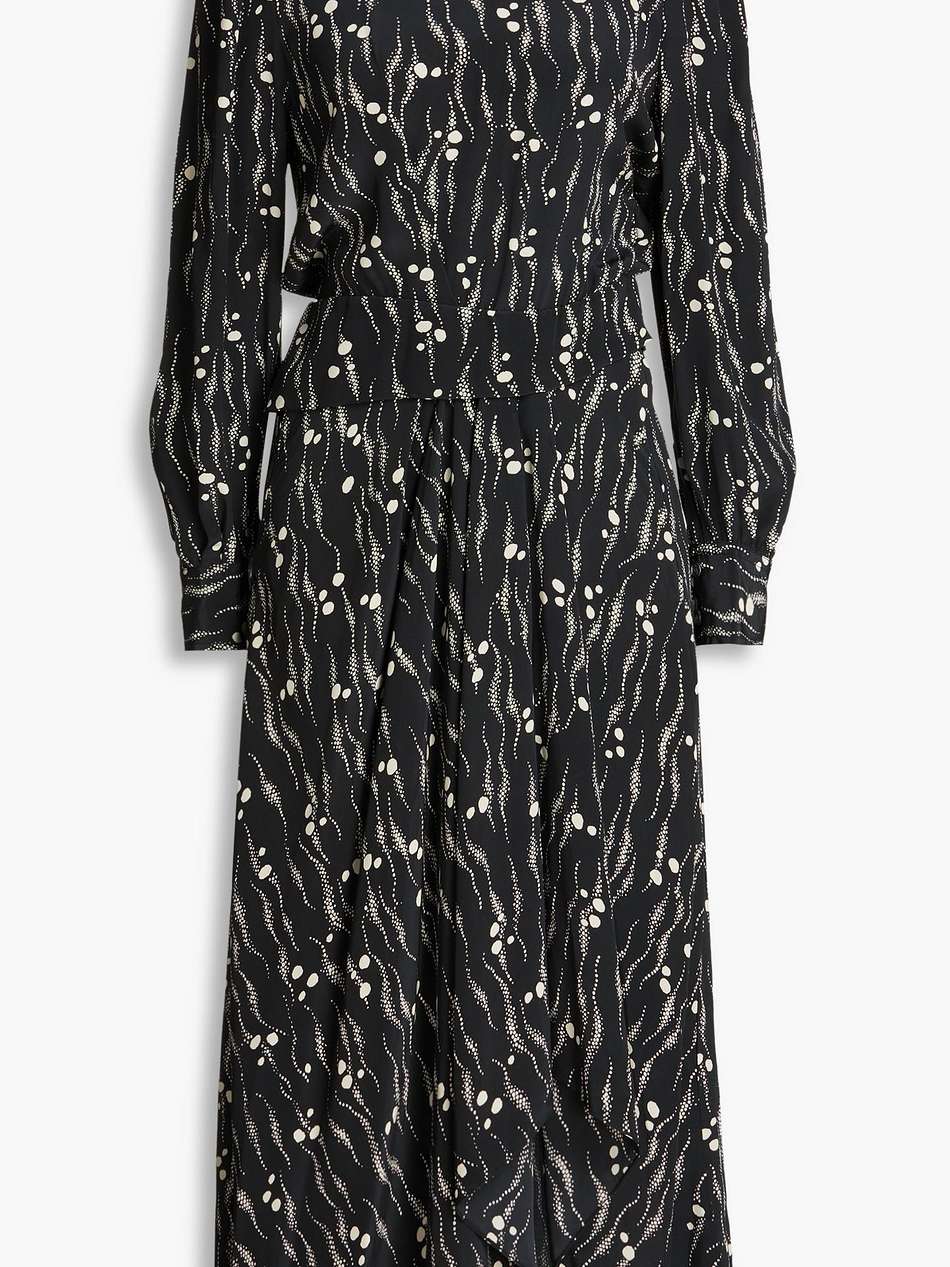 romina pleated printed silk crepe de chine midi dress
