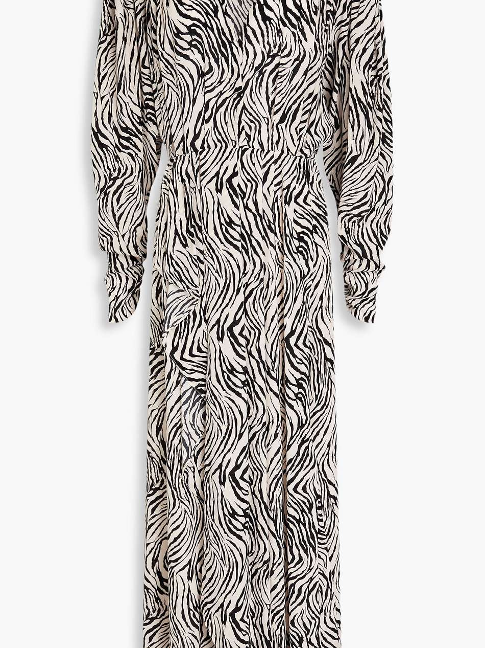 blainea asymmetric zebra-print silk-blend crepe maxi dress