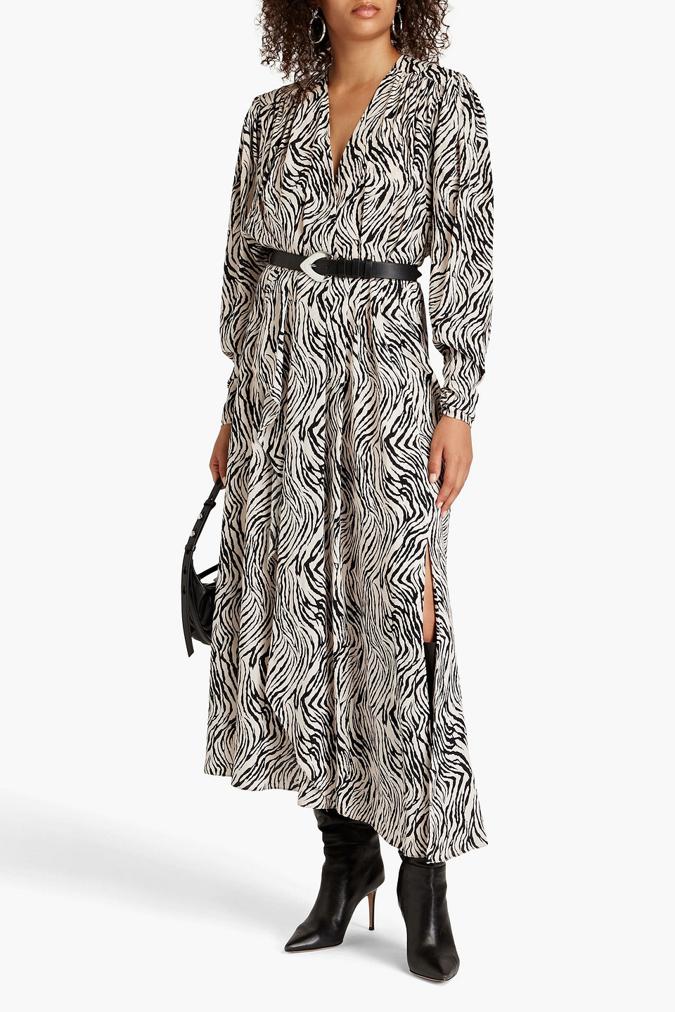 Isabel Marant Zebra-print Long Dress In Animal-print