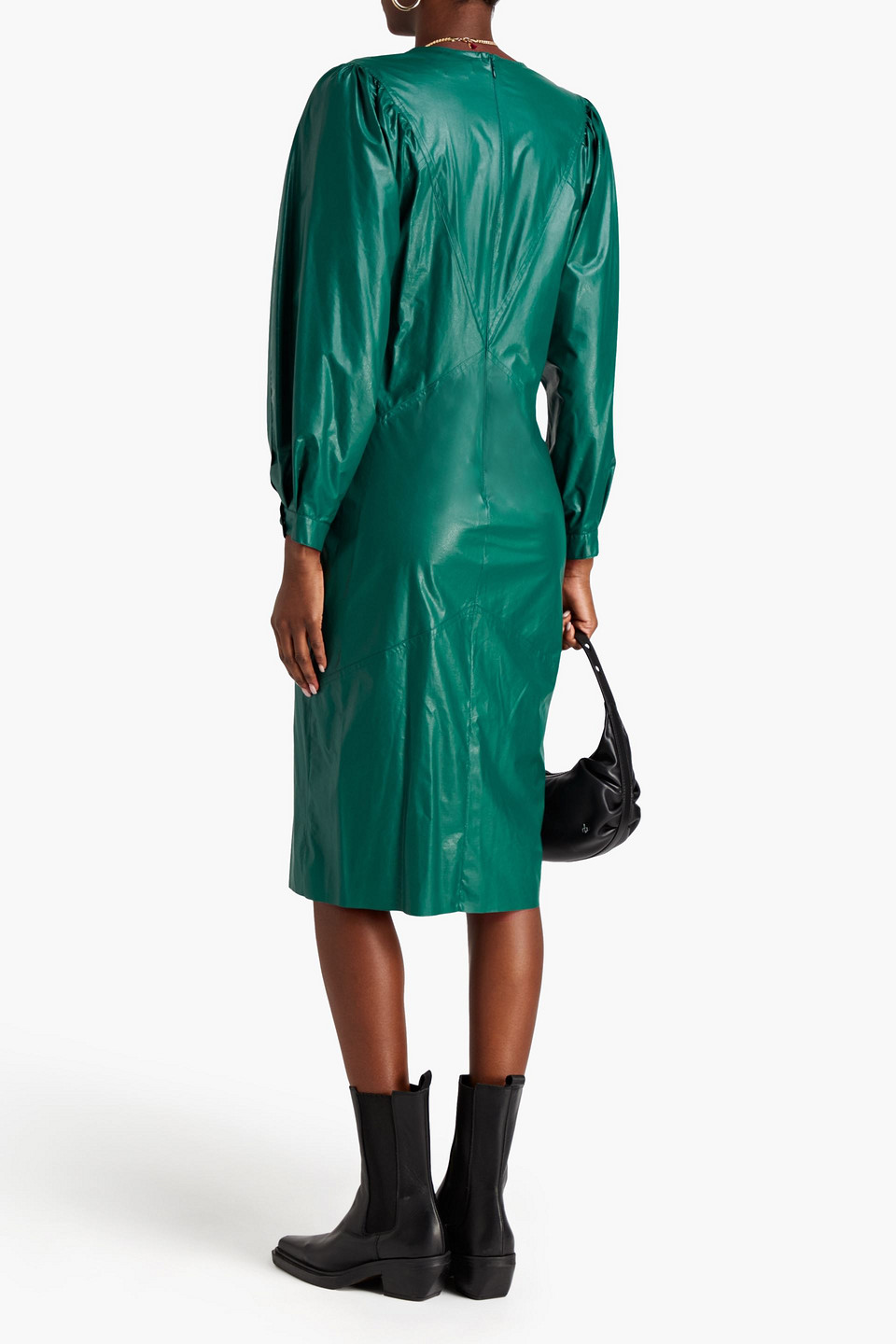 Isabel Marant Drea Modal-blend Faux Leather Dress In Smaragdgrün