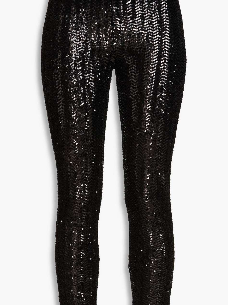sequin-embellished tulle skinny pants