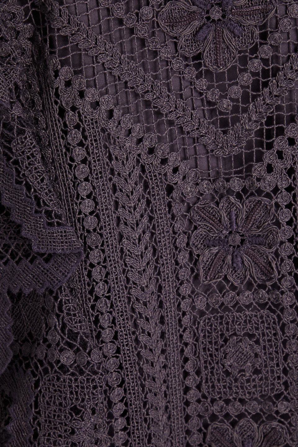 ISABEL MARANT ZANETTI RUFFLED CROCHETED LACE COTTON MINI DRESS 