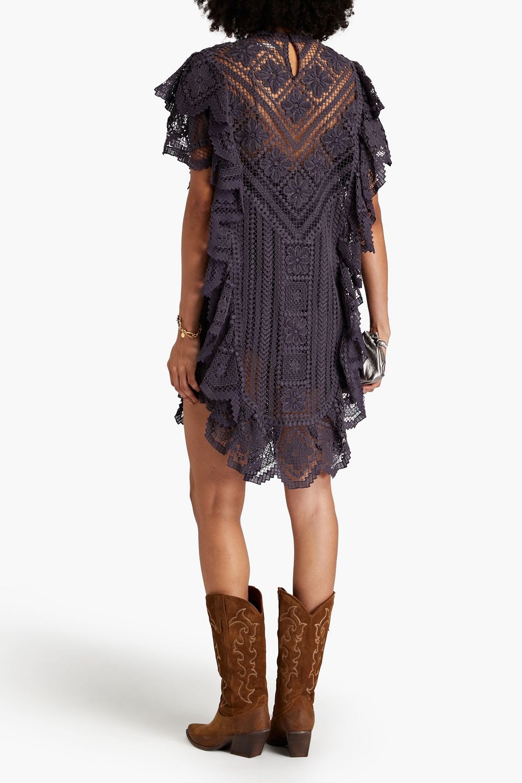 ISABEL MARANT Zanetti ruffled crocheted lace cotton mini dress