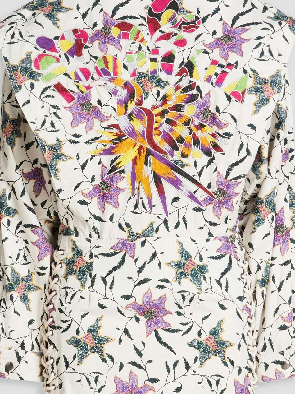 embroidered floral-print cotton mini dress