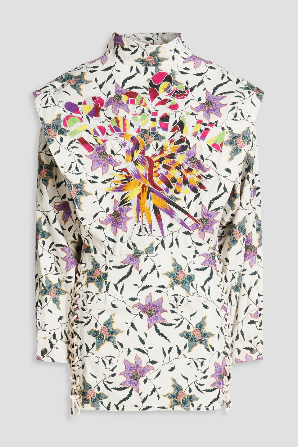 Isabel Marant Embroidered Floral-print Cotton Mini Dress In Naturfarben