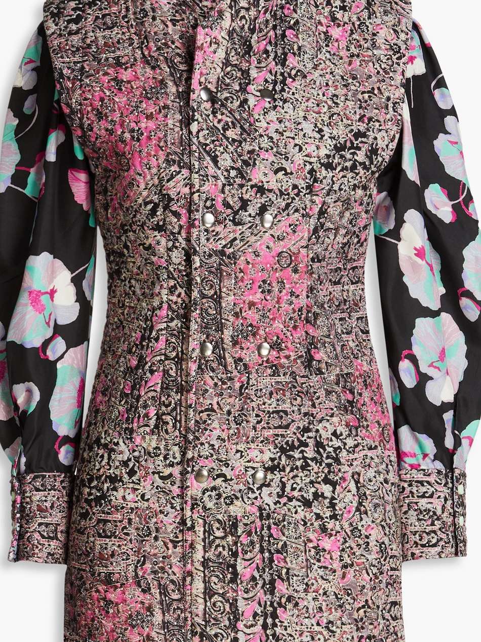 finae printed cotton and linen-blend mini dress