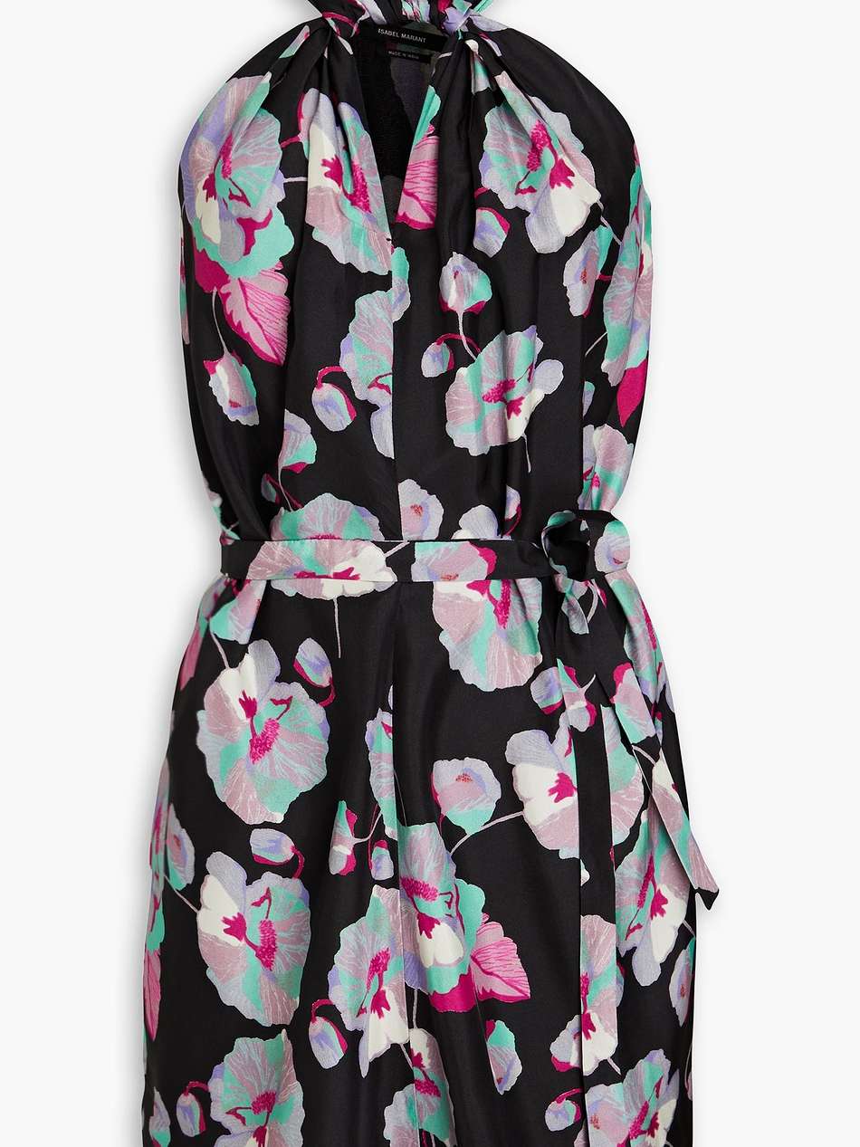 suzyli twist-front floral-print silk crepe de chine mini dress