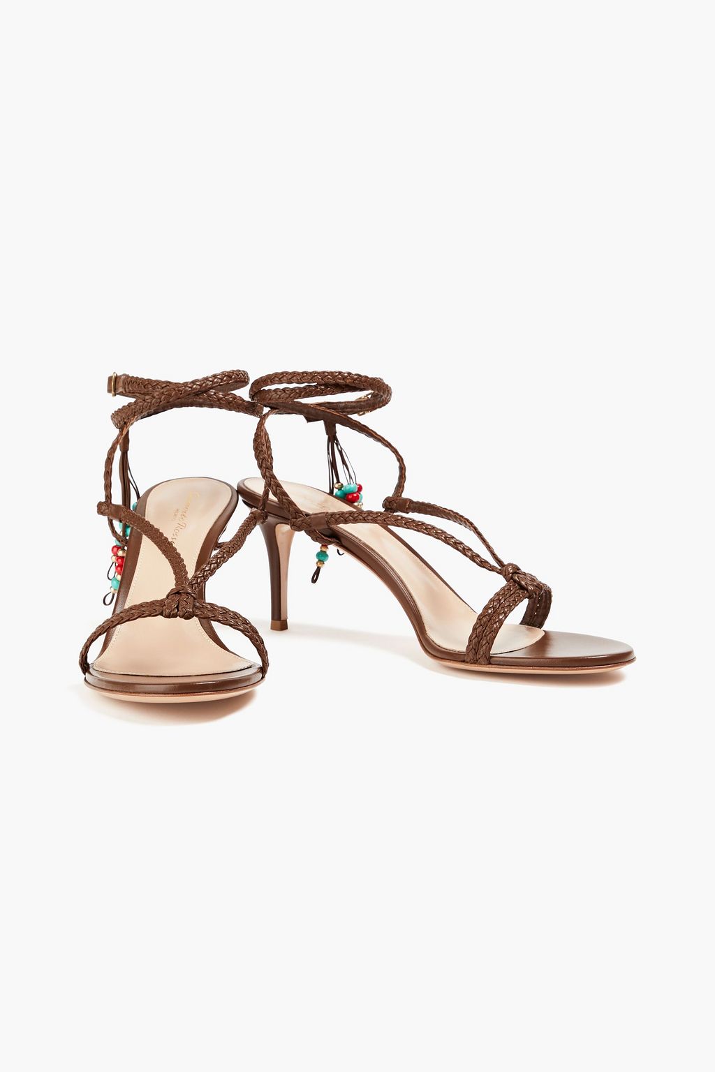 GIANVITO ROSSI Braided bead-embellished leather sandals