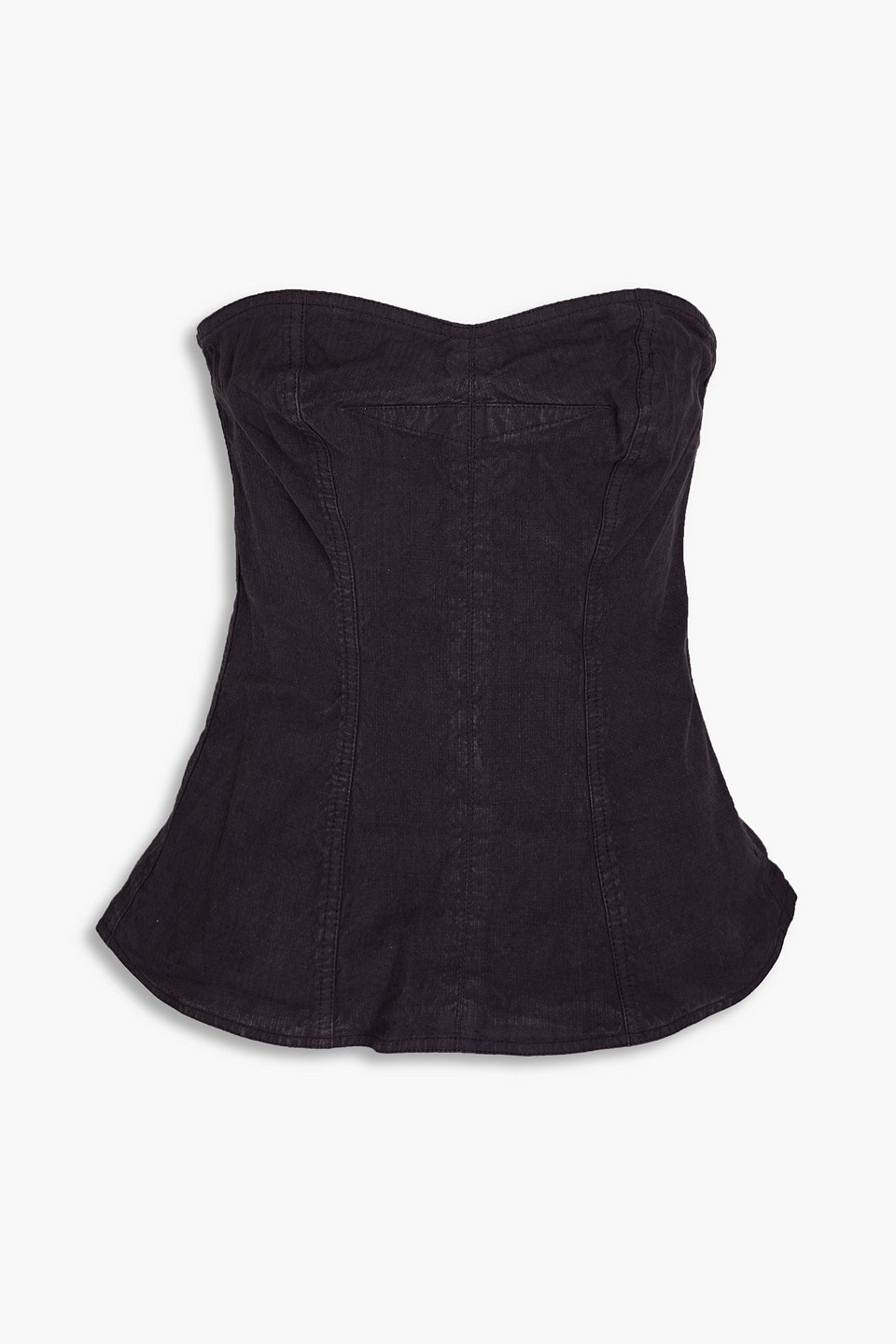 Isabel Marant Ezikio Strapless Linen-blend Ripstop Top In Nachtblau