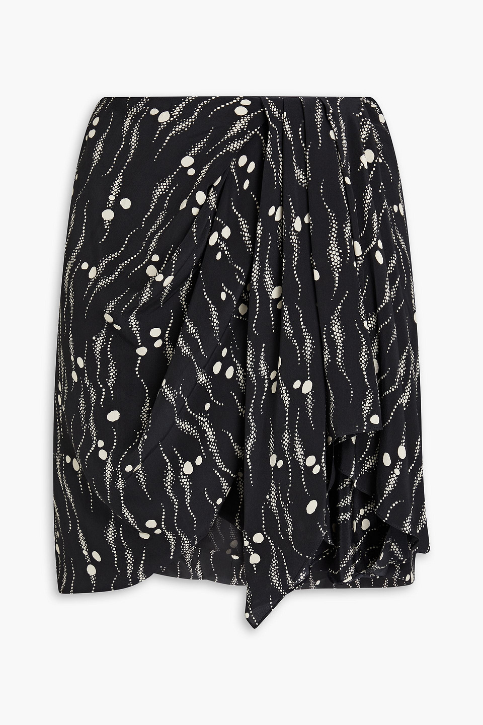 Isabel Marant - Ixori draped printed silk crepe de chine mini skirt - Black - FR 42