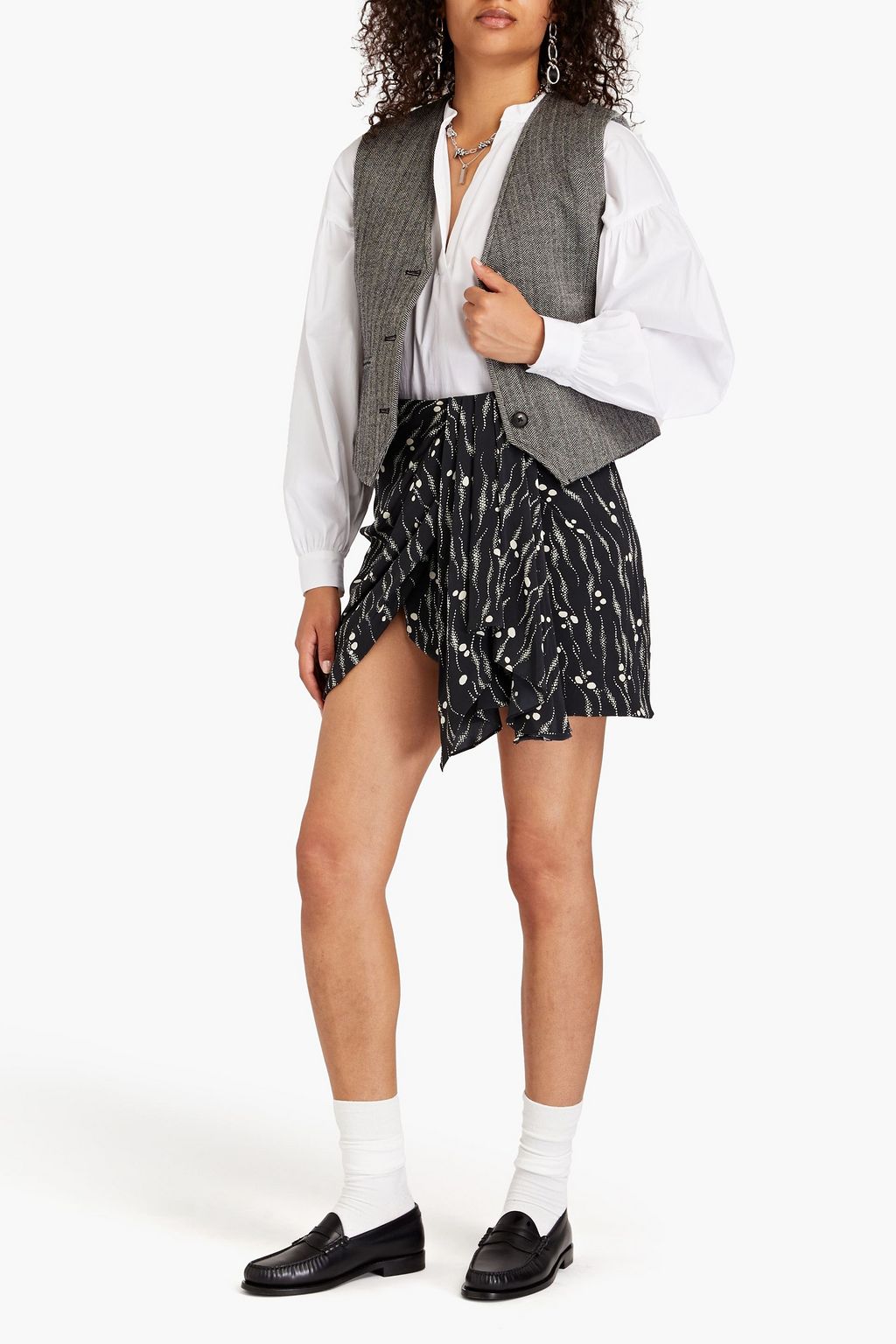 ISABEL MARANT Ixori draped printed silk crepe de chine mini skirt