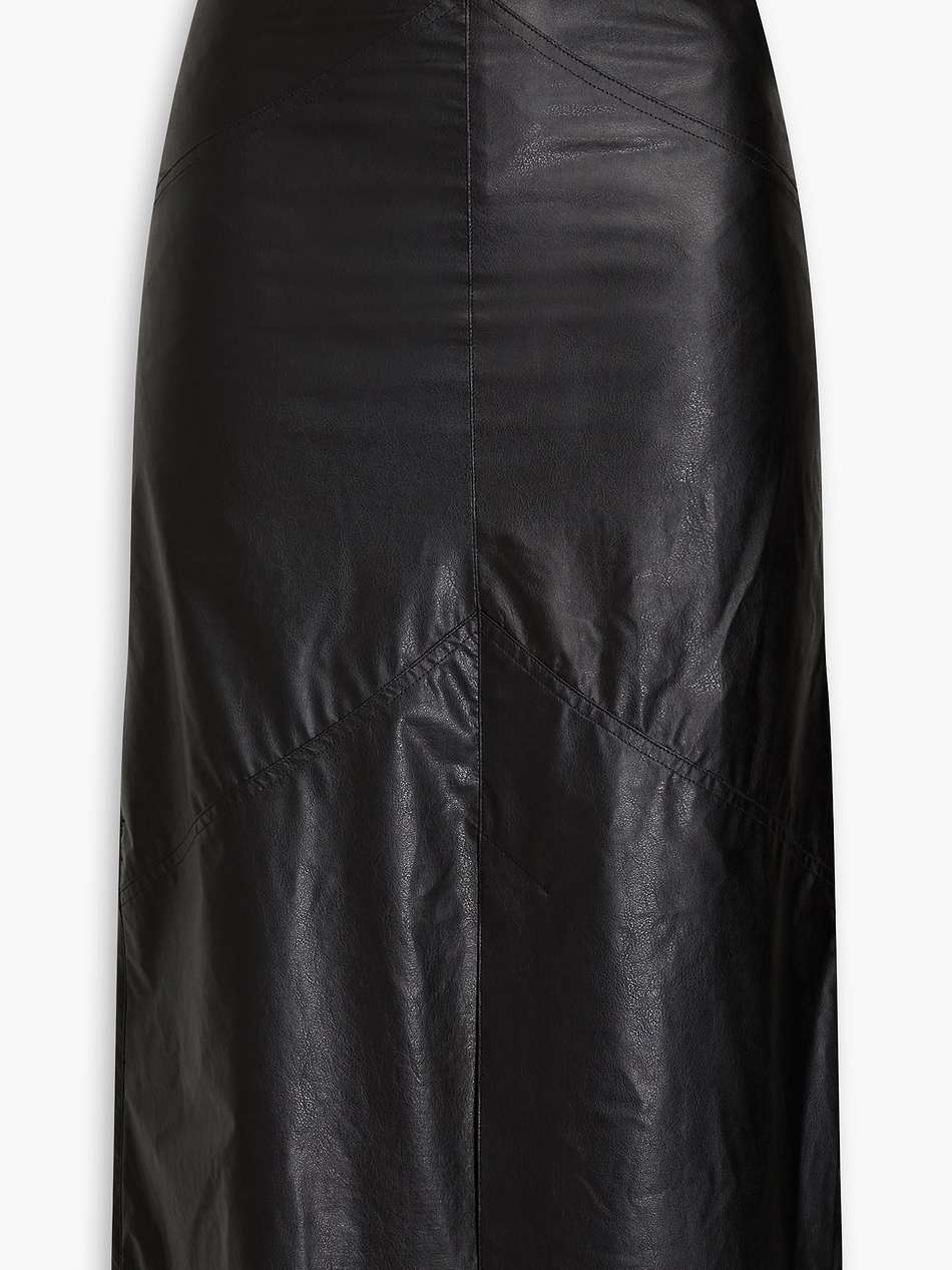 domi modal-blend faux leather midi skirt