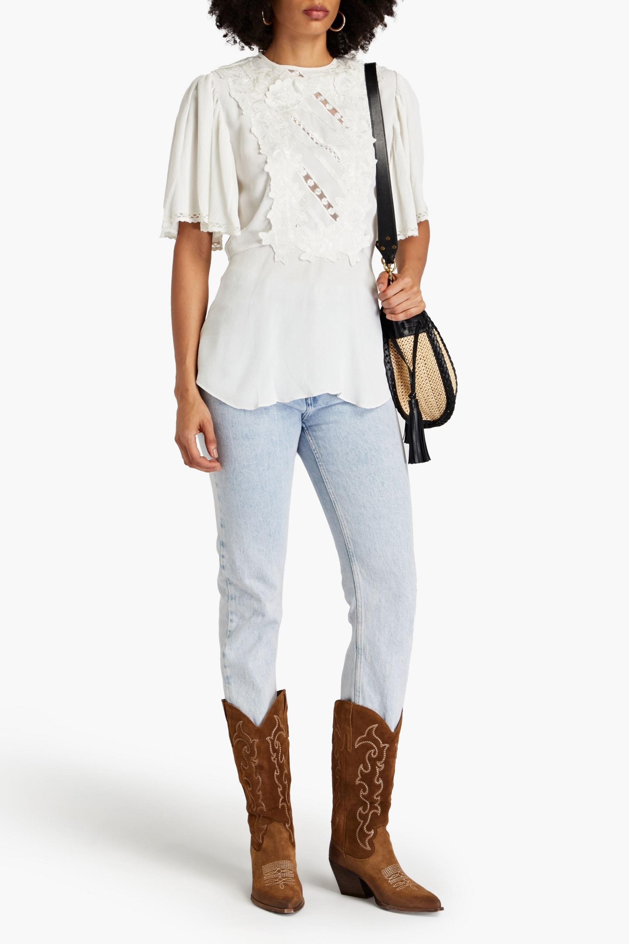 Isabel Marant Lapao embroidered crepe top