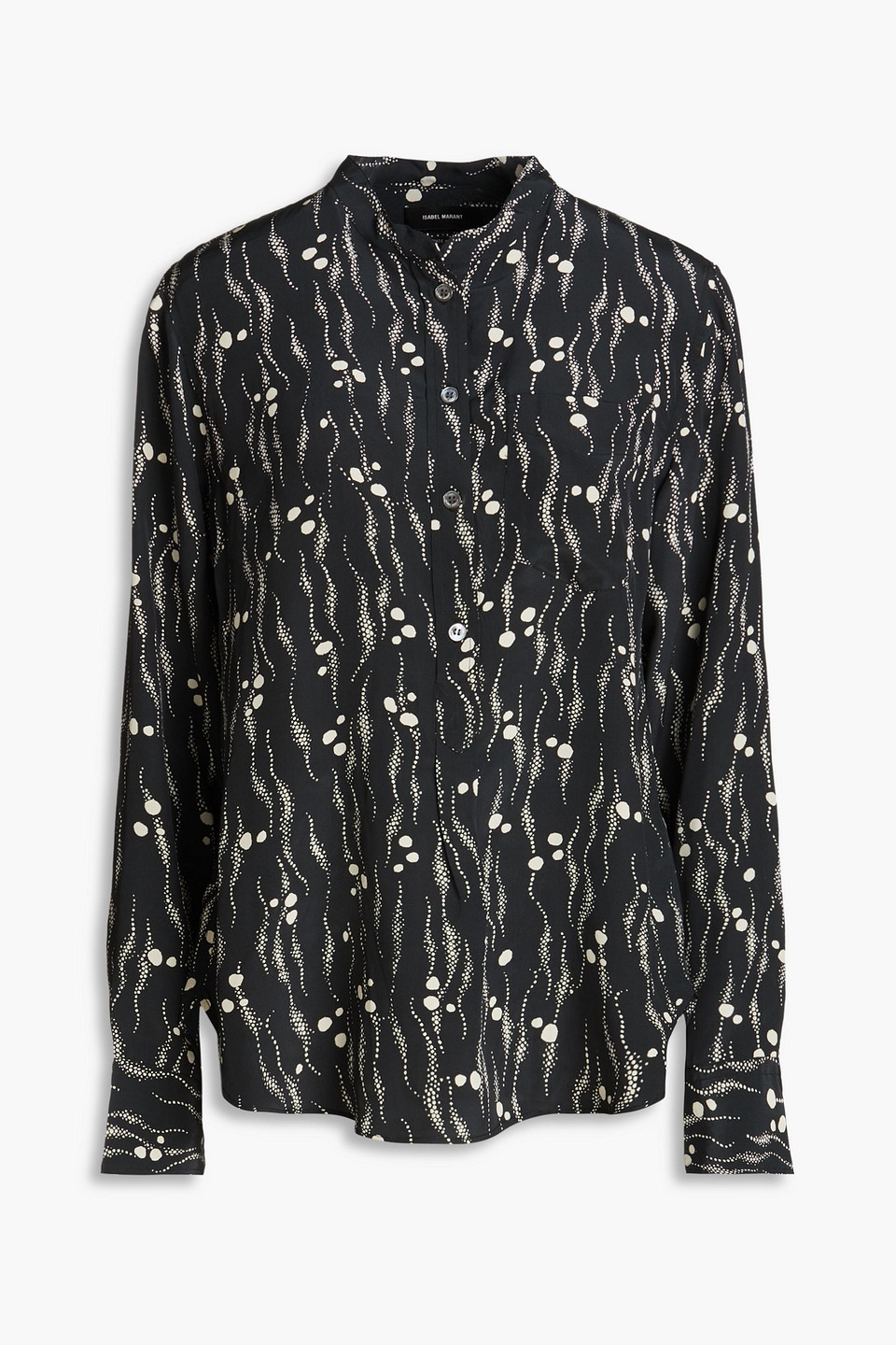 Isabel Marant Rusak Pleated Printed Silk Crepe De Chine Blouse In Schwarz