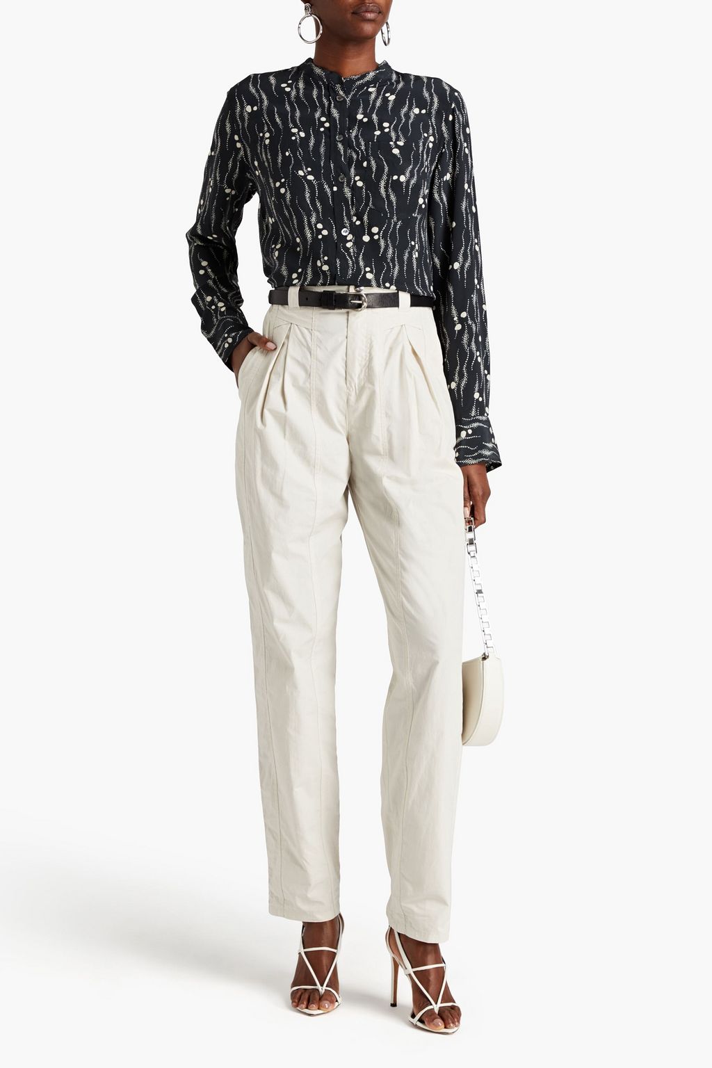 ISABEL MARANT Rusak pleated printed silk crepe de chine blouse