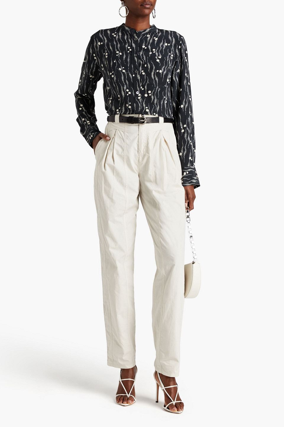 Isabel Marant Rusak Pleated Printed Silk Crepe De Chine Blouse In Schwarz