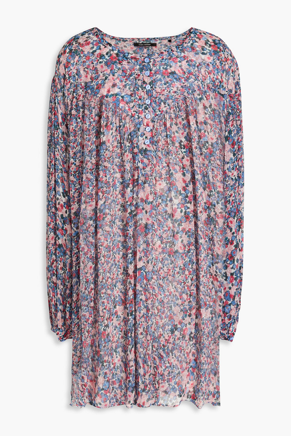 Isabel Marant Orion Floral-print Silk-georgette Mini Dress In Blau