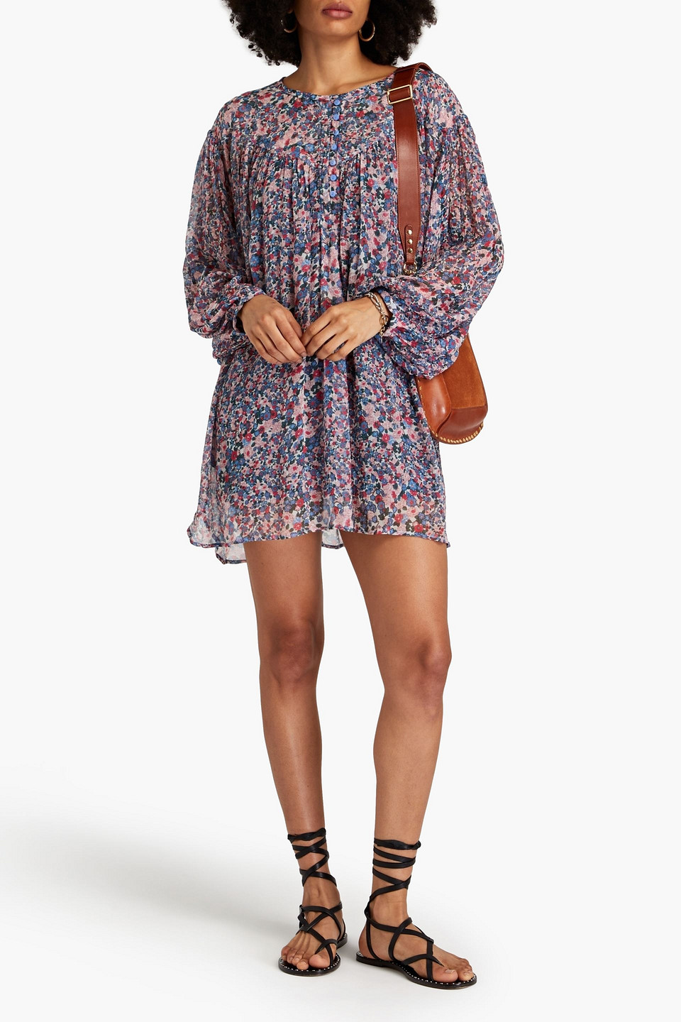 ISABEL MARANT ORION FLORAL-PRINT SILK-GEORGETTE MINI DRESS 