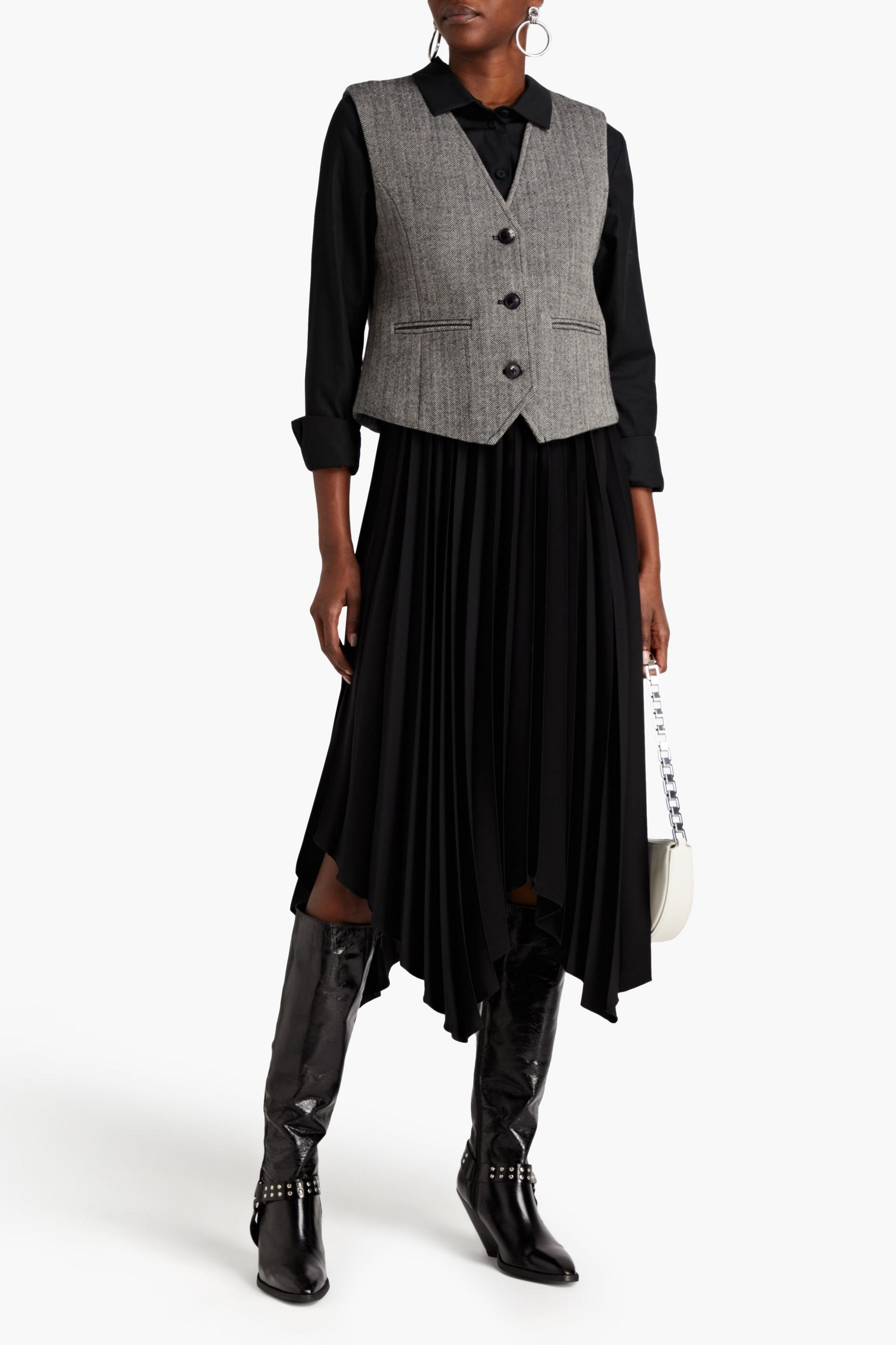 Isabel Marant Felixa pleated crepe midi skirt