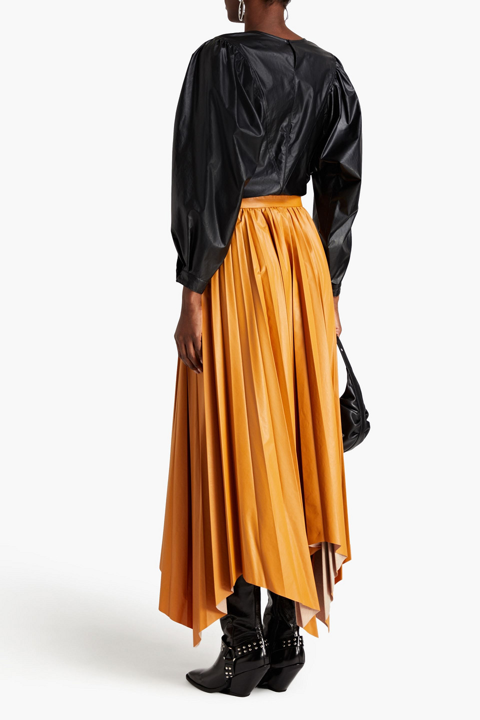 Isabel Marant Davies Pleated Modal-blend Faux Leather Maxi Skirt In Camelfarben