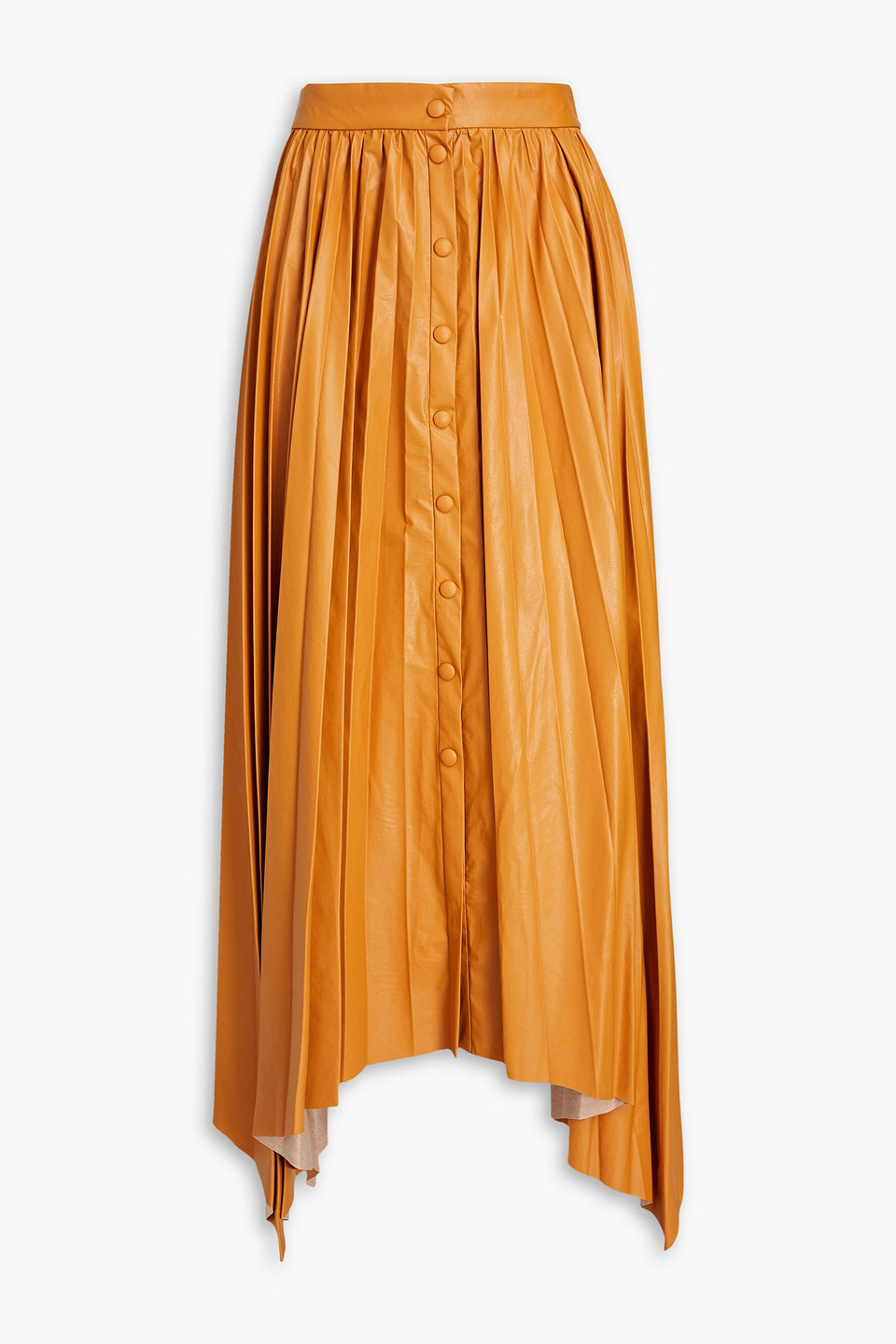 Isabel Marant Davies Pleated Modal-blend Faux Leather Maxi Skirt In Camelfarben